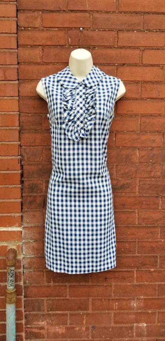 blue white plaid dress