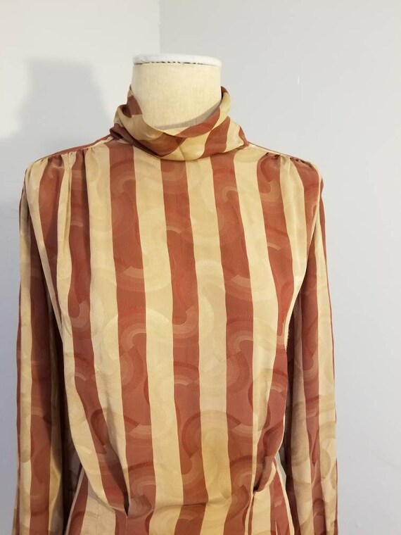 VINTAGE STRIPED BLOUSE 80's Janine Lo Hidden Rain… - image 6