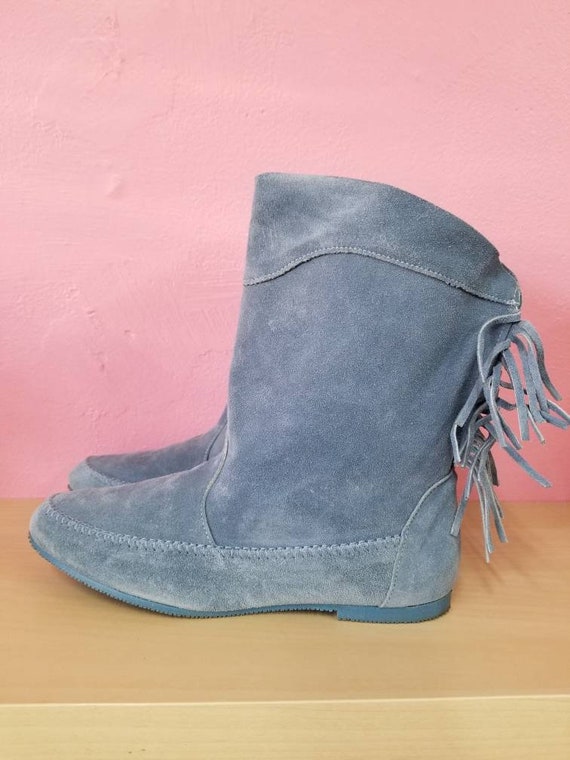 blue moccasin boots