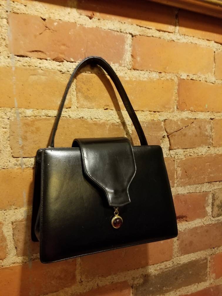 SUSAN GAIL ORIGINAL Purse 50's Vintage Black Leather