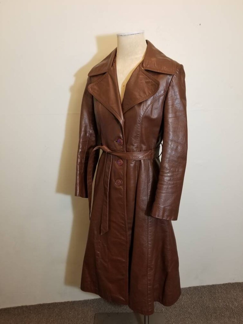 OVERA LEATHER JACKET / Vintage Dark Chocolate Brown Trench - Etsy