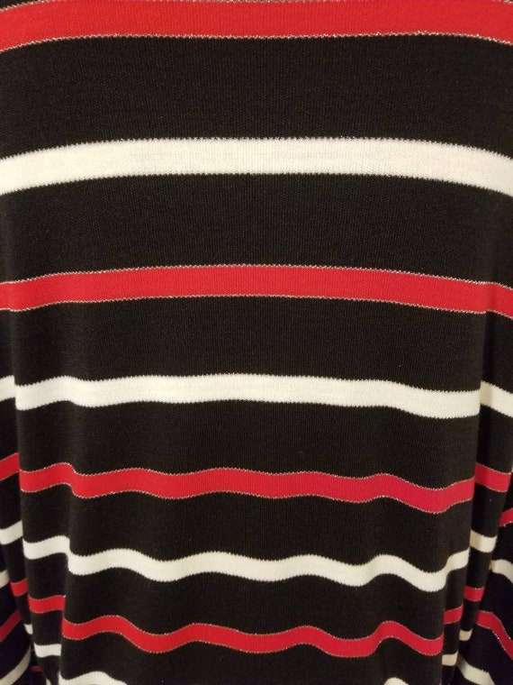 VINTAGE STRIPED SHIRT // 80's Black Red White V N… - image 6