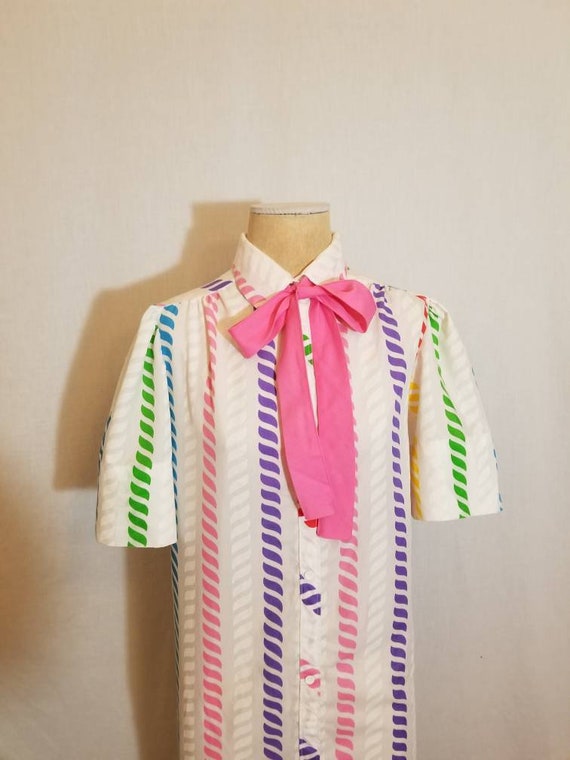 SMART TIME DRESS // 70's Rainbow Striped Swirl Pr… - image 6