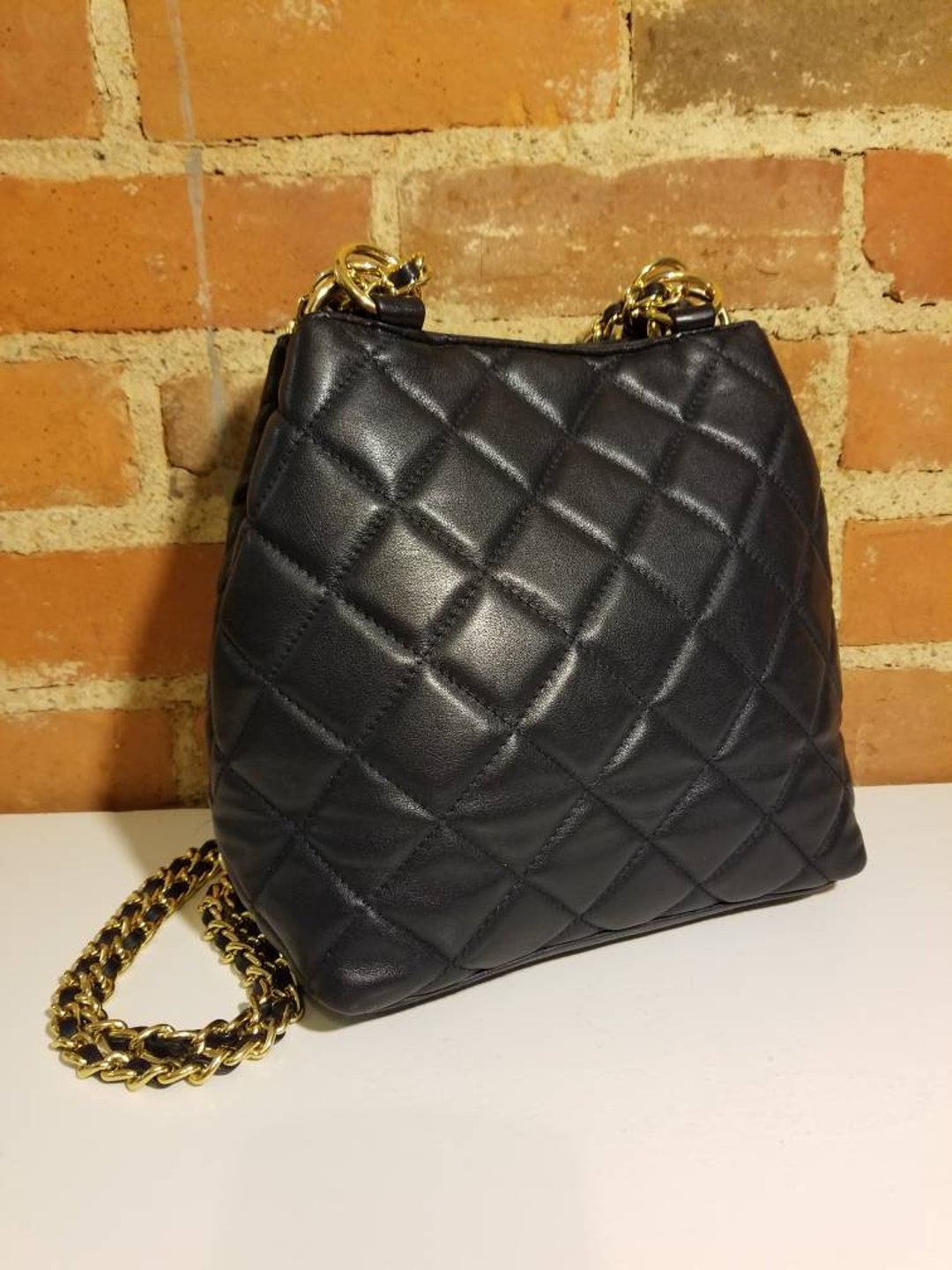 A 1970s/80s dark blue quilt leather shoulder bag by Chanel