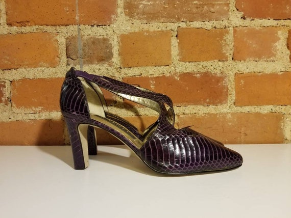 J. RENEE PURPLE SNAKESKIN Heels // Vintage 80's D… - image 1