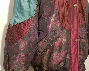 G4000 VINTAGE JACKET // 90's Funky Patchwork Pleated Floral