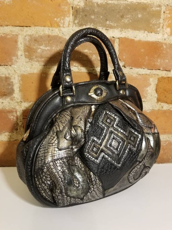 Lizard Embossed Leather Vintage Brick Shoulder Bag