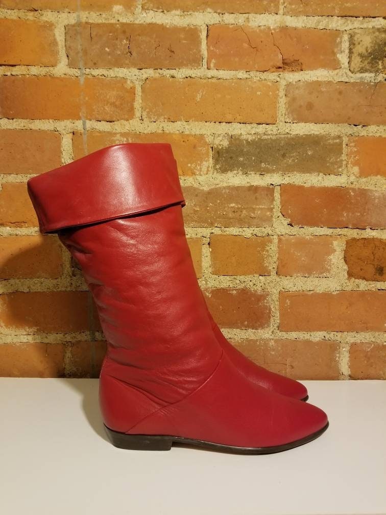 flat red suede boots