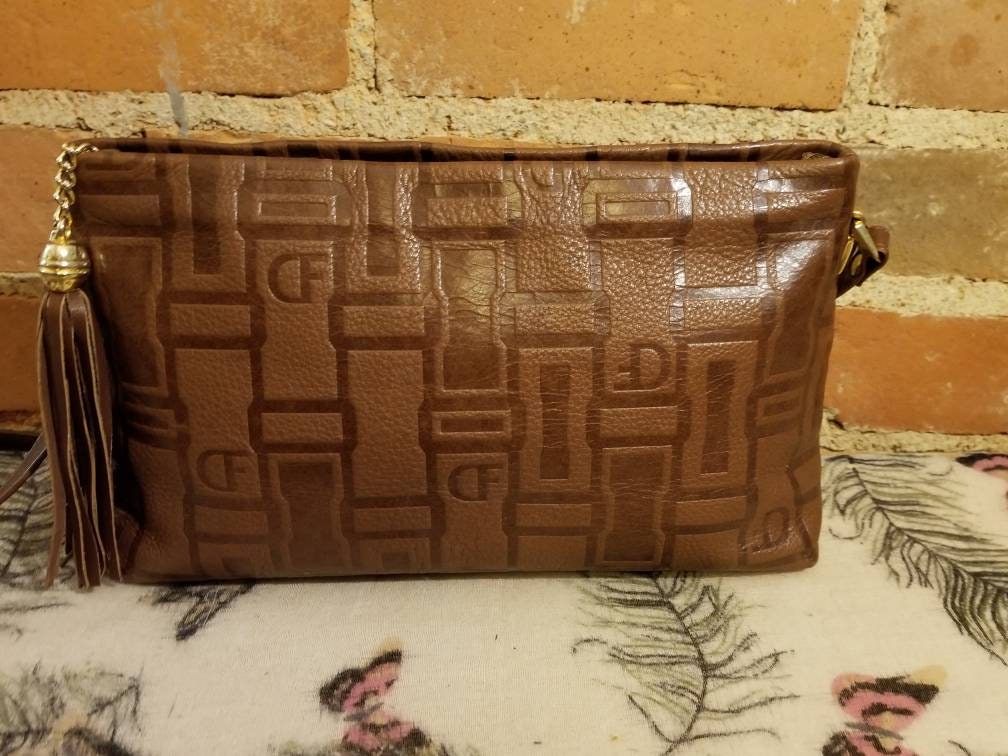 NOT FOR SALE// Due Fratelli Purse 90's Brown Embossed - Etsy Canada