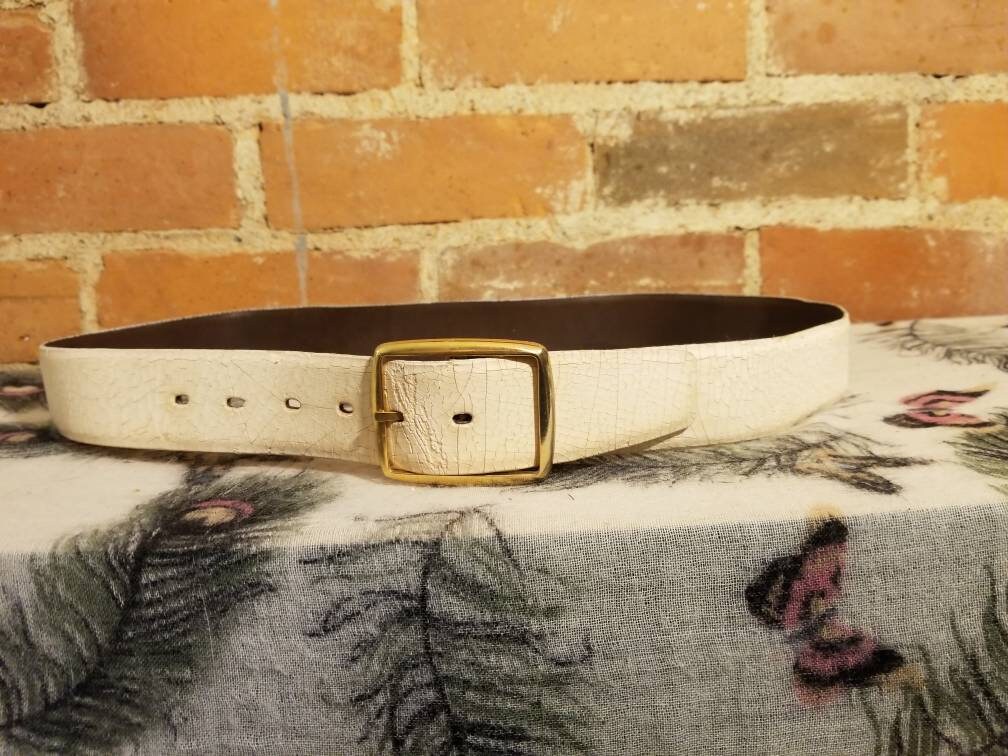 COWHIDE REVERSIBLE BELT // Vintage 80's off White Brown
