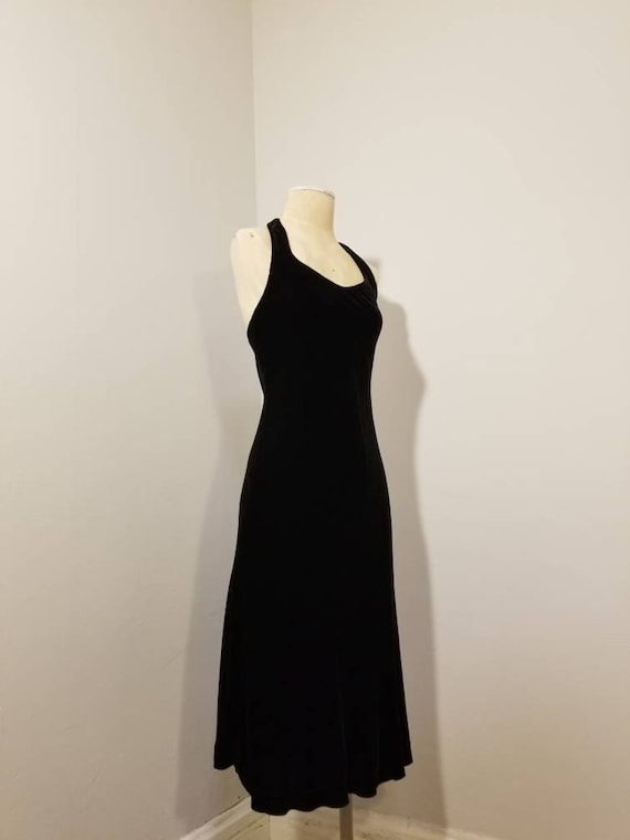 BANANA REPUBLIC DRESS // 90's Black Velvet Halter… - image 2