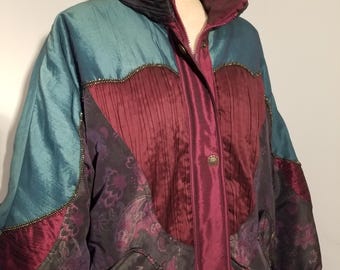 G4000 VINTAGE JACKET // 90's Funky Patchwork Pleated Floral