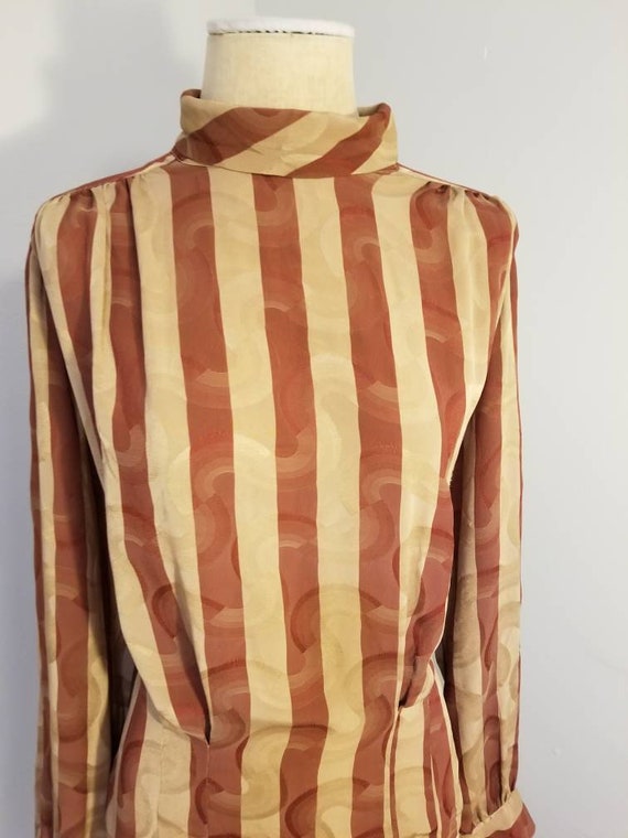 VINTAGE STRIPED BLOUSE 80's Janine Lo Hidden Rain… - image 5