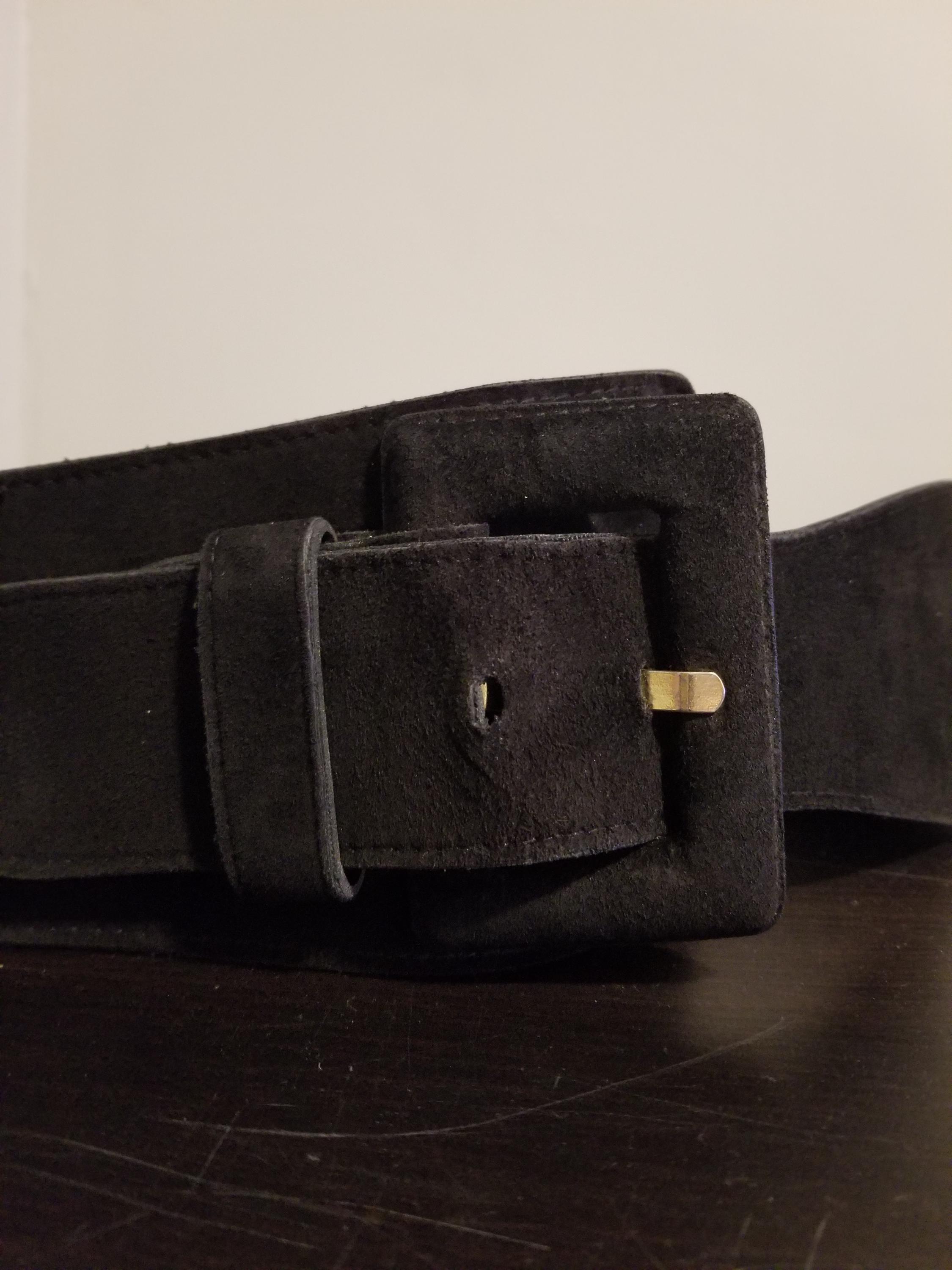 VINTAGE EXPRESS BELT // Black Suede Elastic Waist Cincher 
