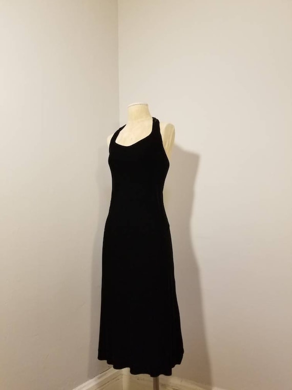 BANANA REPUBLIC DRESS // 90's Black Velvet Halter… - image 6