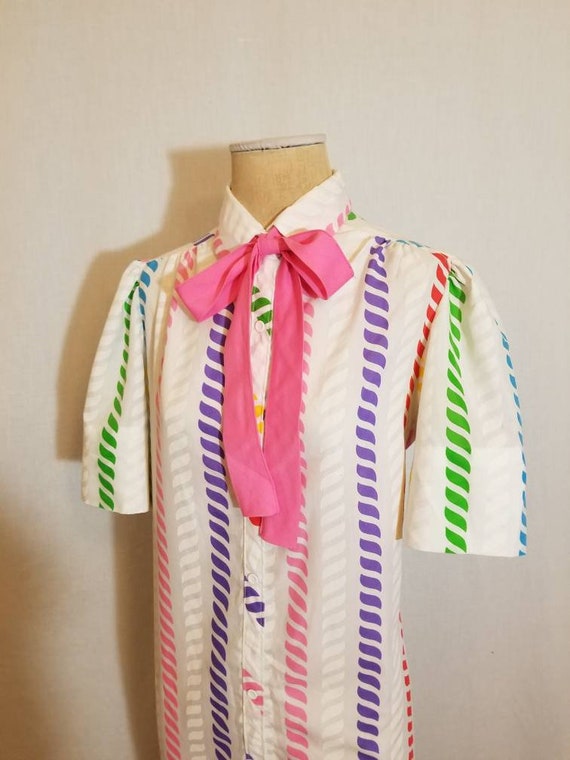 SMART TIME DRESS // 70's Rainbow Striped Swirl Pr… - image 5
