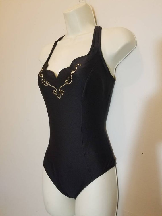 JANTZEN JEWELED SWIMSUIT 80s Classics Jantzen Bla… - image 6