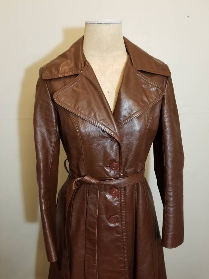 OVERA LEATHER JACKET / Vintage Dark Chocolate Brown Trench - Etsy