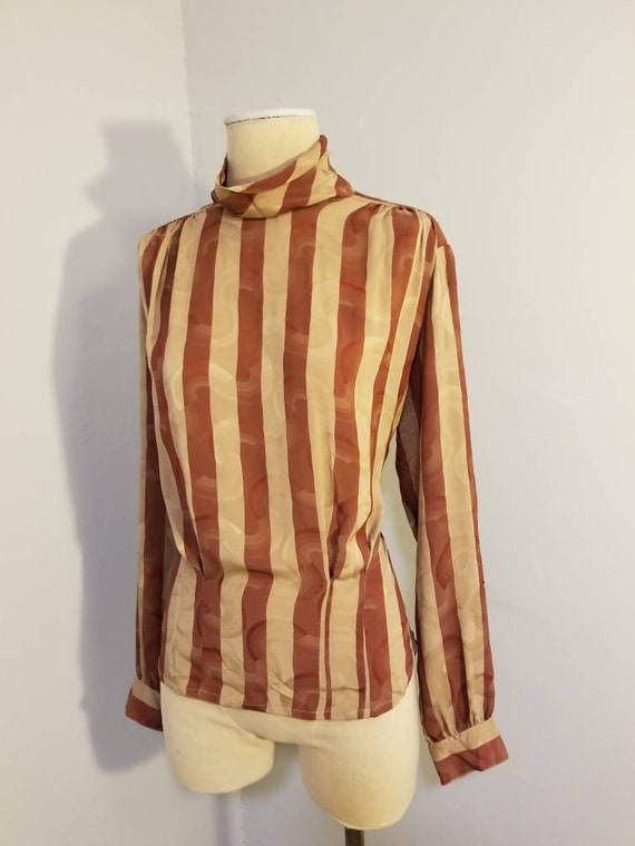 VINTAGE STRIPED BLOUSE 80's Janine Lo Hidden Rain… - image 8