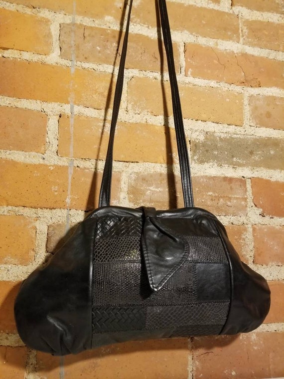 VINTAGE PATCHWORK CLUTCH // 80's Patchwork Leathe… - image 6