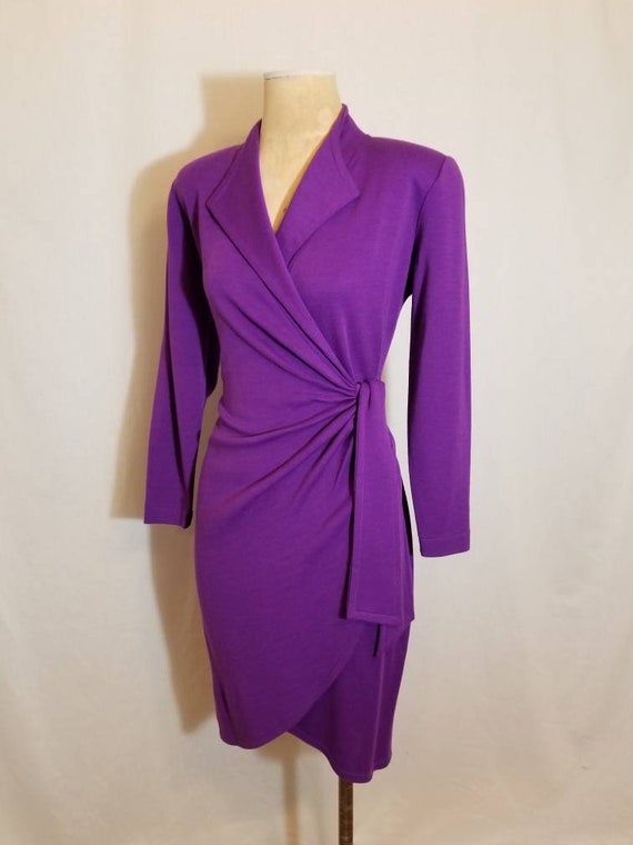 Vintage 1980s Purple Cinched Dress Vintage 1980s Purple Cinched Dress