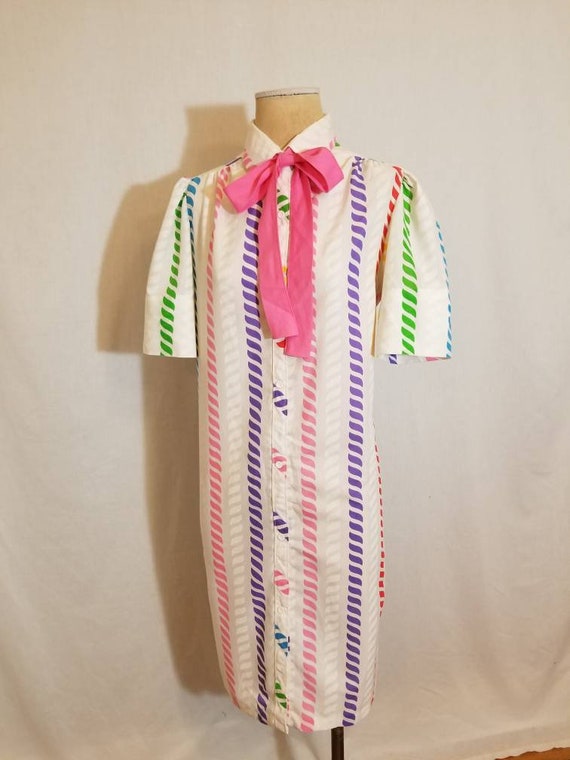 SMART TIME DRESS // 70's Rainbow Striped Swirl Pr… - image 2