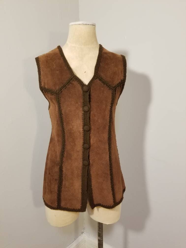 格安即決 WOODSTOCK SUEDE VEST // Vintage 60's Suede Leather Patchwork トップス