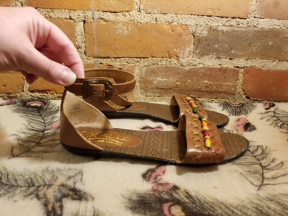 KALLI LEATHER SANDALS // 80's Brown Genuine Leath… - image 4