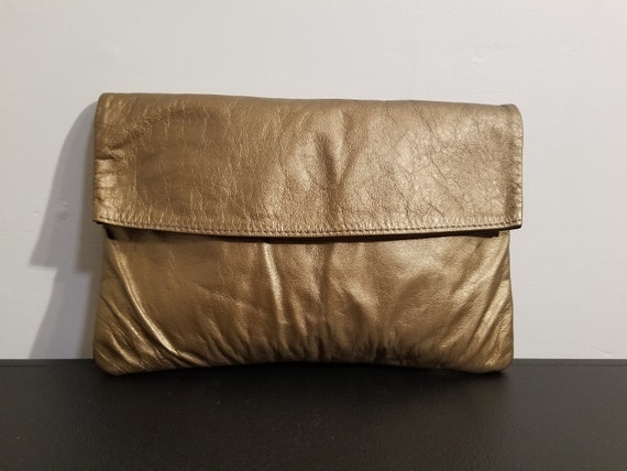 NOT FOR SALE // Vintage Leather Clutch Bronze Gen… - image 2