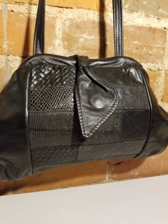 VINTAGE PATCHWORK CLUTCH // 80's Patchwork Leathe… - image 3