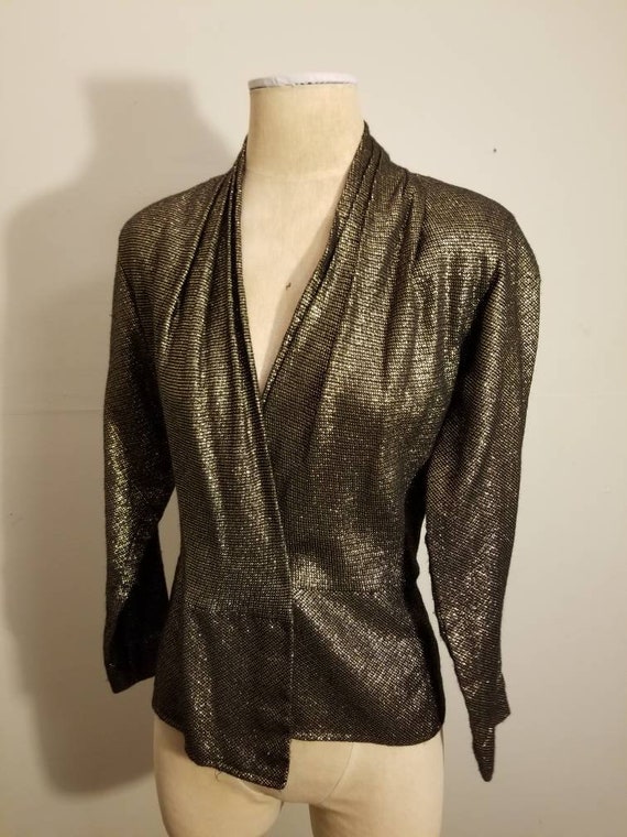 ANNE KLEIN II Blazer / Vintage 70's Metallic Gold… - image 4