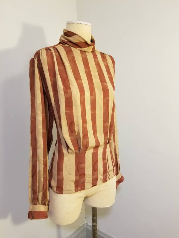 VINTAGE STRIPED BLOUSE 80's Janine Lo Hidden Rain… - image 3