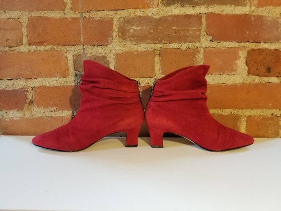 Suede red booties cheap