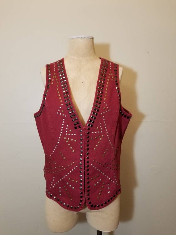 DIANE GILMAN VEST // Vintage 90's Studded Red Vest