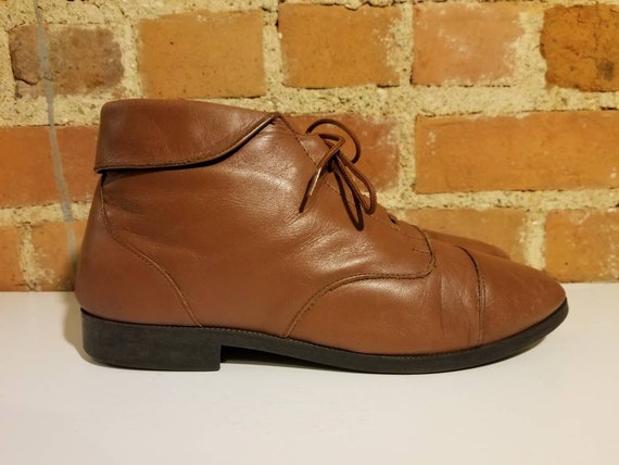 NOT FOR SALE Brown Leather Booties Vintage 90 s Prima Royale Ankle Boots Pointed Hipster Lace up Sz. 11 Normcore Grunge Portlandia Granny Etsy