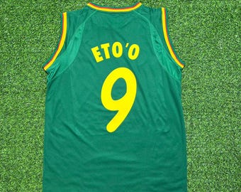 Samuel Eto'o Cameroon’s 2002 Africa Cup of Nations Sleeveless Retro Football Jersey Soccer Kit