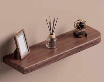 Solid Oak Floating Shelf, Straight Edge, Rounded Corner, Minimalist Wall Decor
