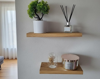 Solid Oak Floating Shelf | Straight Edge Natural Wood Wall Decor