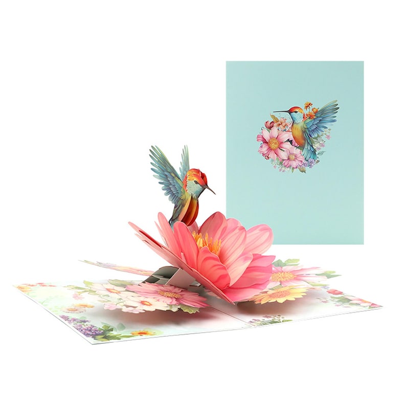 Stunning 3D Pop up Hummingbird and Flower Greeting Card Perfect for ...
