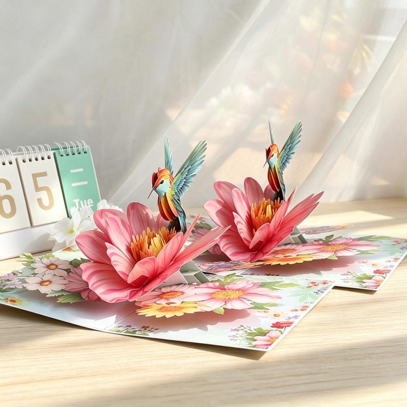Stunning 3D Pop up Hummingbird and Flower Greeting Card Perfect for ...