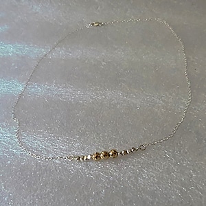 Gold + 925 silver nugget bead necklace/choker w sterling silver chain, mixed precious metals, custom made, available as bracelet also