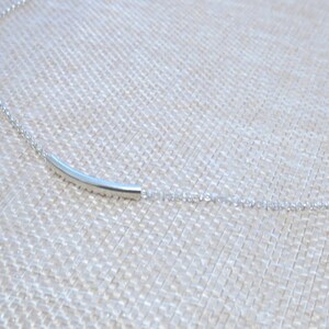 925 Sterling Silver tube necklace/choker, curved 925 silver tube layering necklace, dainty delicate minimalist jewelry, gift for her image 4