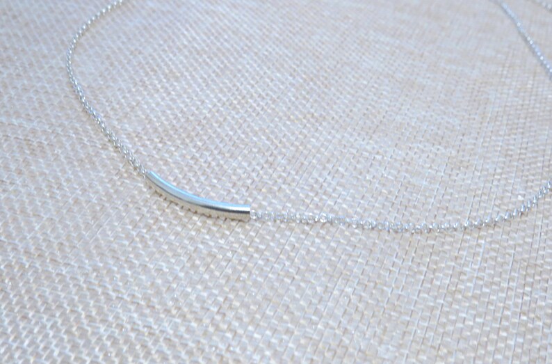 925 Sterling Silver tube necklace/choker, curved 925 silver tube layering necklace, dainty delicate minimalist jewelry, gift for her image 4