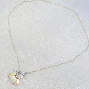 Sterling Silver Toggle Necklace: Tri-Tone Disc Charms