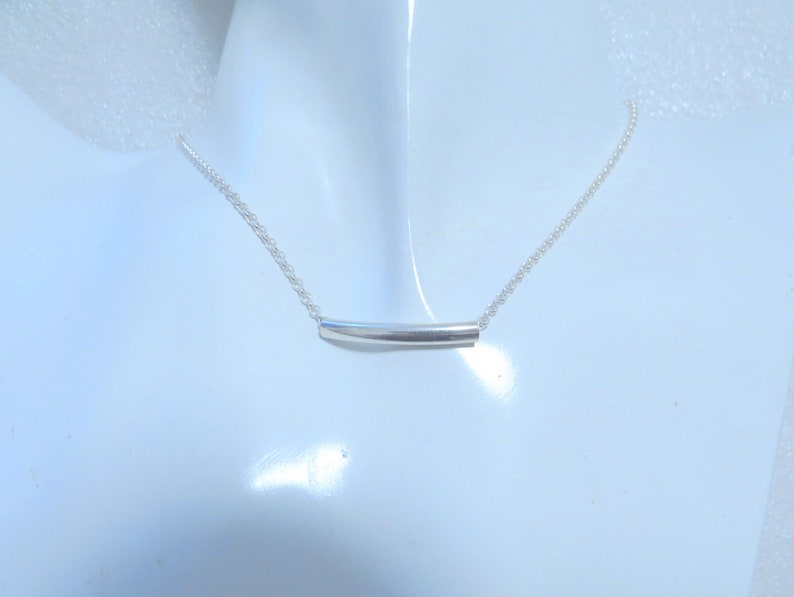 925 Sterling Silver tube necklace/choker, curved 925 silver tube layering necklace, dainty delicate minimalist jewelry, gift for her image 3