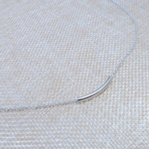 925 Sterling Silver tube necklace/choker, curved 925 silver tube layering necklace, dainty delicate minimalist jewelry, gift for her image 9