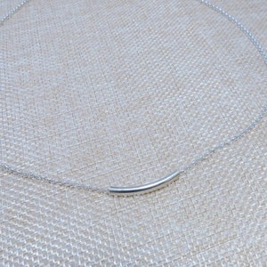 925 Sterling Silver tube necklace/choker, curved 925 silver tube layering necklace, dainty delicate minimalist jewelry, gift for her image 2