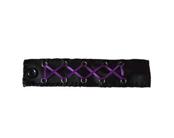 Purple and Black Corset Laced Bracelet Cuff