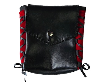 Black and Red Lace-Up Belt Bag