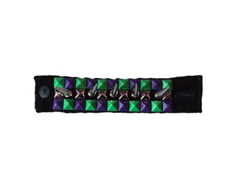 Green and Purple Spiked Bracelet Cuff